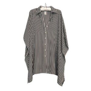 Tommy Bahama Palm Party Striped Tunic Shirt Swim Cover-Up-Women
